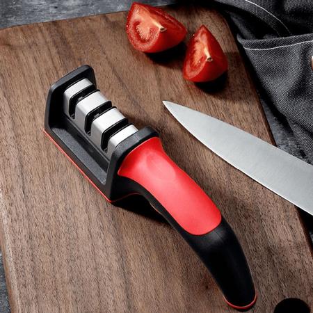 Professional Stainless Steel Knife Sharpener With 3 Sharpeners. - Geovelle