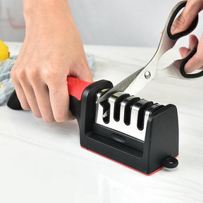 Professional Stainless Steel Knife Sharpener With 3 Sharpeners. - Geovelle